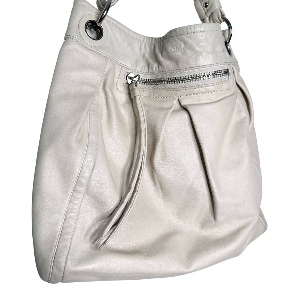 Coach Ivory Leather Pleated Top Handle Bag Cream 13411 - Picture 4 of 16